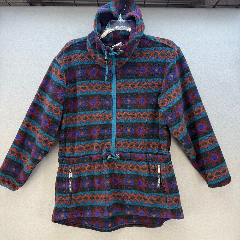 Vintage Black Diamond Polartec Fleece Hoodie Women's Large Southwestern 3/4 Zip